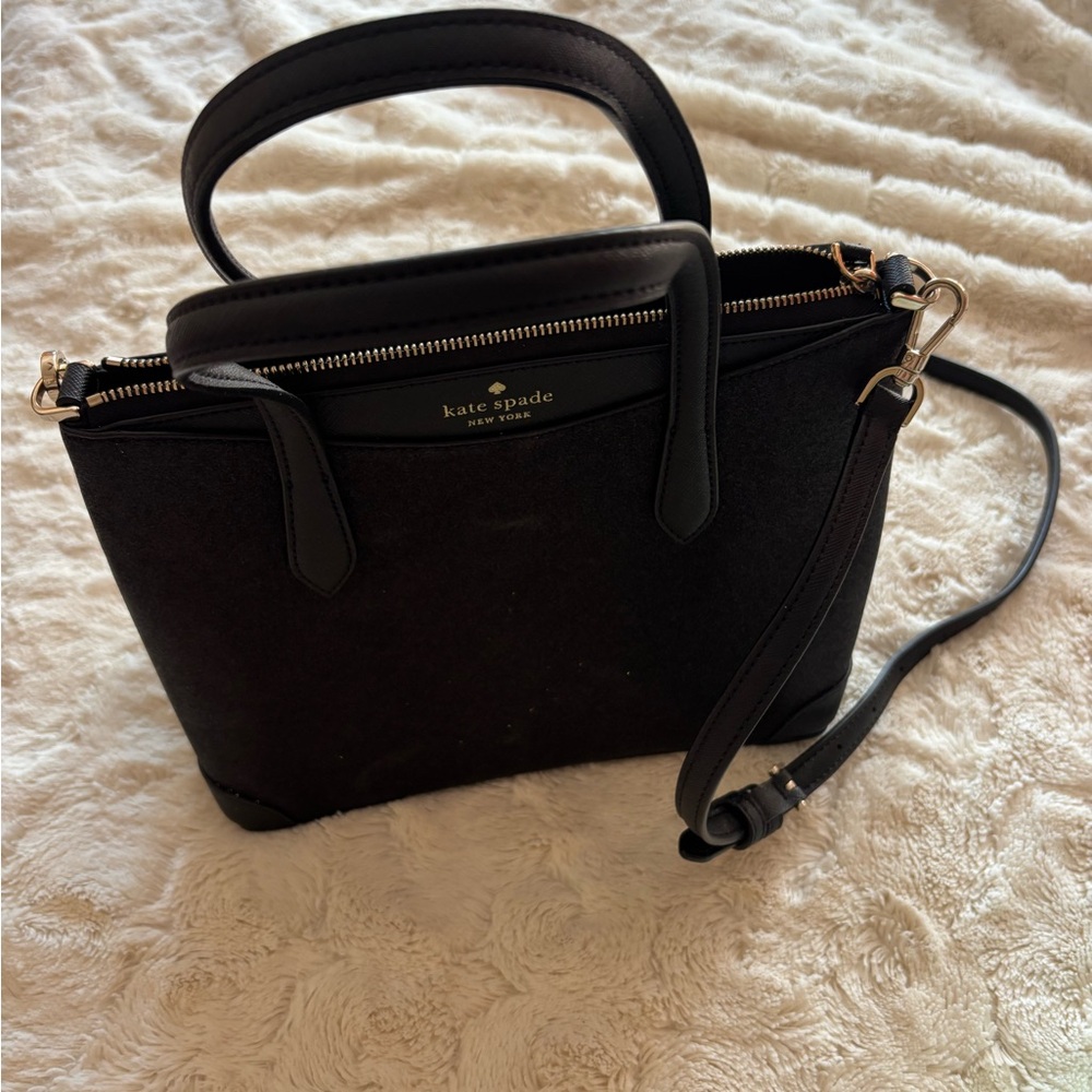 kate spade Black Structured Top-Handle Satchel with Crossbody Strap